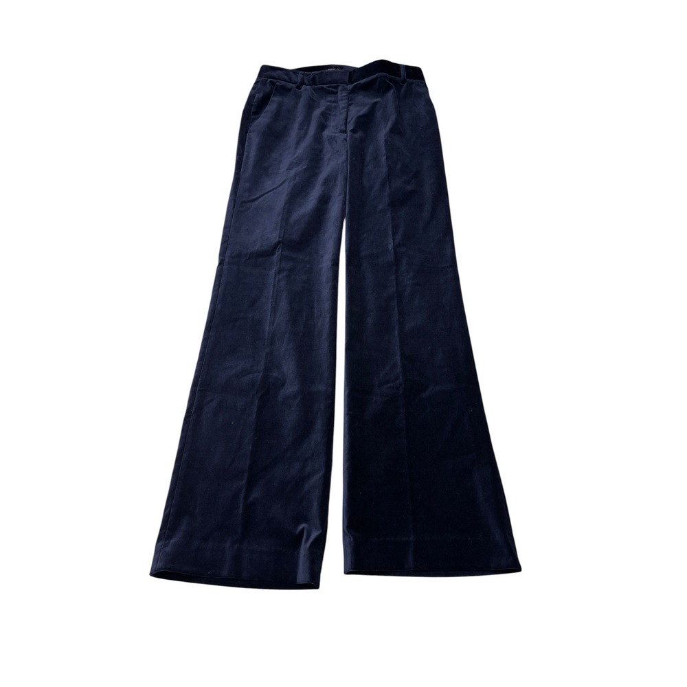 J.McLaughlin Navy Blue Velvet Wide Leg‎ Trousers Pants Women 4 W28 L30 High Rise